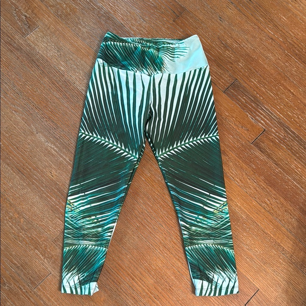 Goldsheep Tropical Palm Print capri Leggings size s